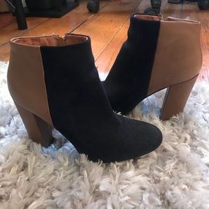 Joie Tan and Black Leather Booties